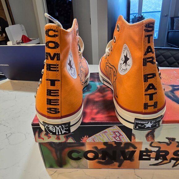 2022 Converse Come Tees x Chuck 70 High 'Star Light Path' Sun Orange MENS 10 NEW - Picture 5 of 14